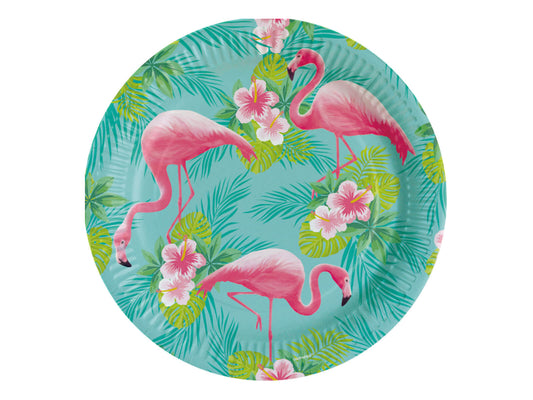 Popierinės lėkštutės Flamingai 23 cm. 8 vnt.