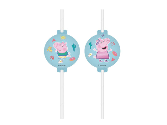 Popieriniai šiaudeliai Peppa Pig 4vnt. pakuotėje