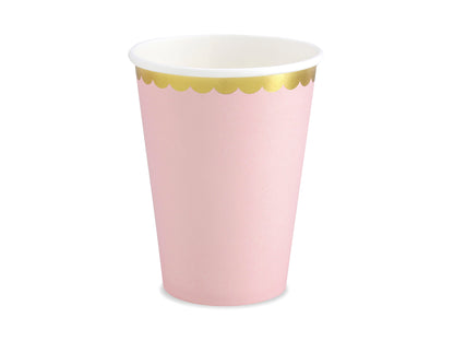 Popieriniai puodeliai šviesiai rožinės spalvos  220 ml. 6 vnt.