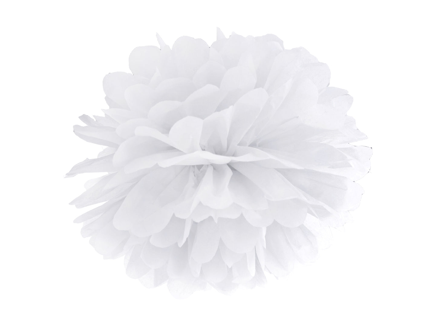 Pomponas tamsiai baltas 35 cm