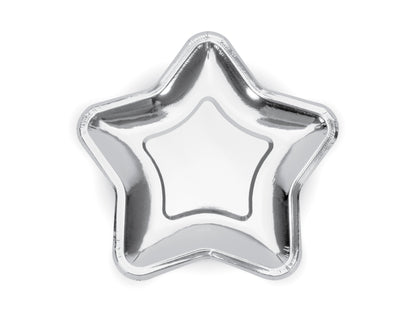Popierinės lėkštės Žvaigždė sidabrinės 18 cm (6vnt)