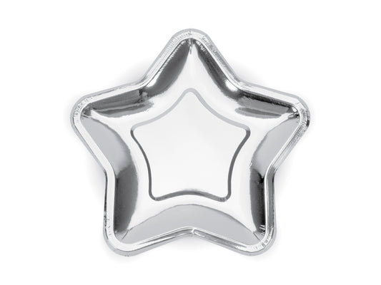 Popierinės lėkštės Žvaigždė sidabrinės 18 cm (6vnt)