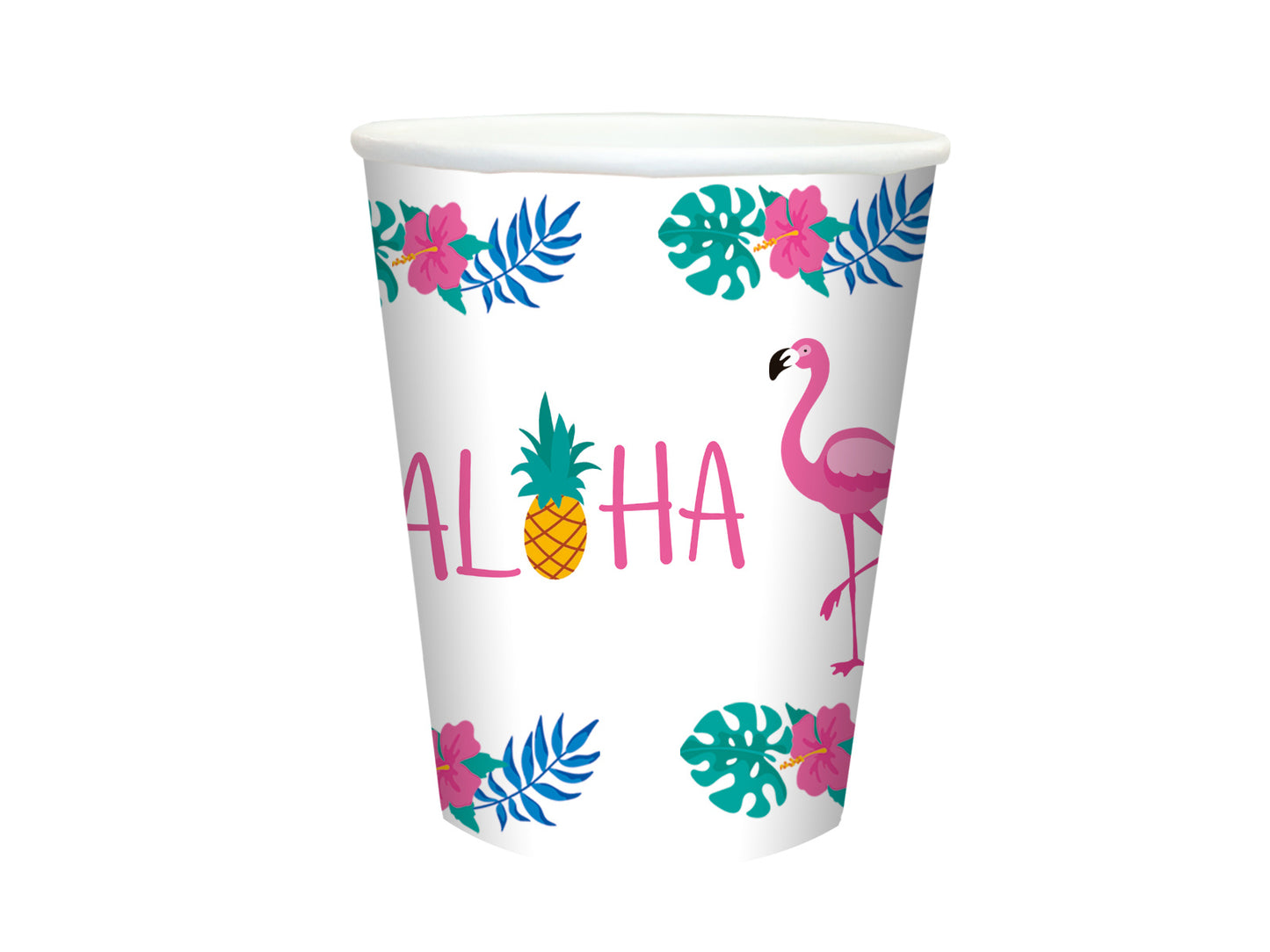 Popieriniai puodeliai Aloha vakarėlis 250 mm, pakuotėje 6 vnt