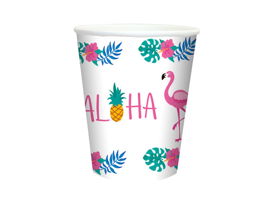 Popieriniai puodeliai Aloha vakarėlis 250 mm, pakuotėje 6 vnt