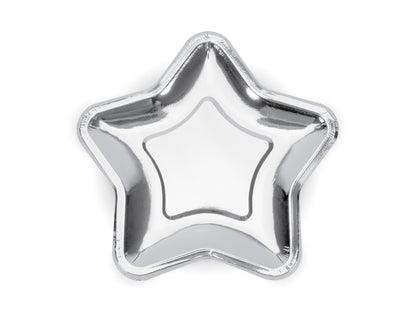 Popierinės lėkštės Žvaigždė sidabrinės 18 cm (6vnt)